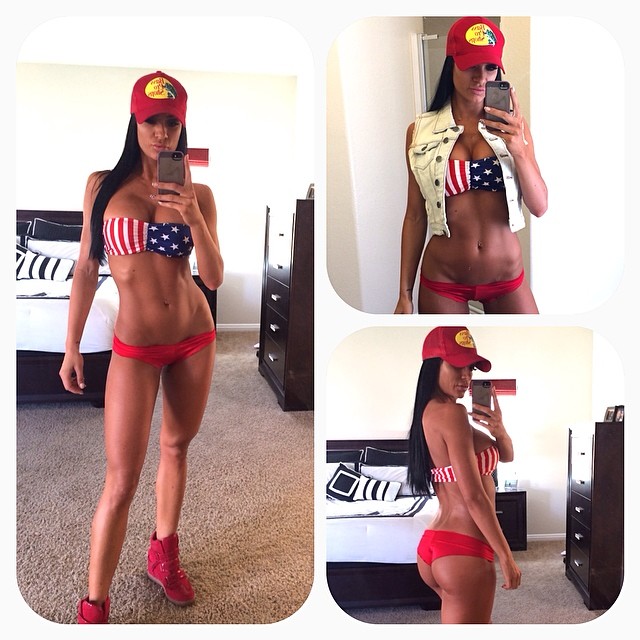 Abbie Burrows in a bikini taking a selfie