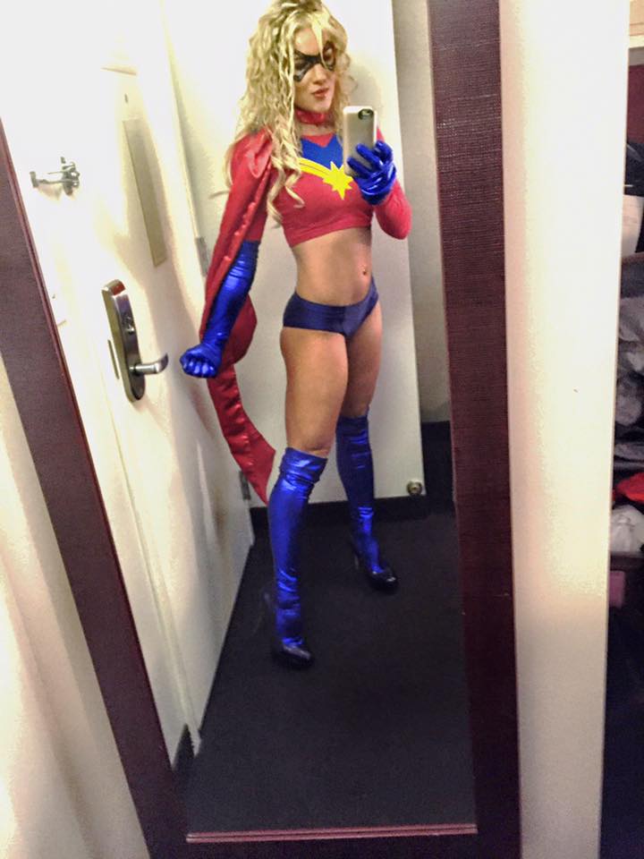 Felice Herrig in Captain Marvel costume