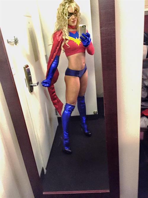 Felice Herrig in Captain Marvel costume