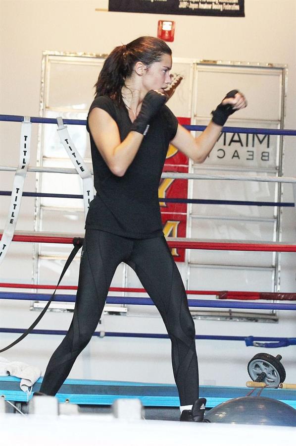 Adriana Lima hits the gym in Miami Beach on October 25, 2011