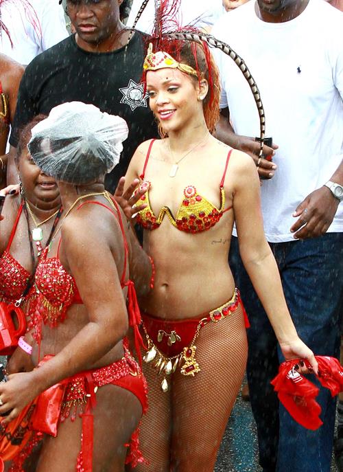 Rihanna Bikini Pictures Rihanna - Kadooment parade in Barbados 8/1/11