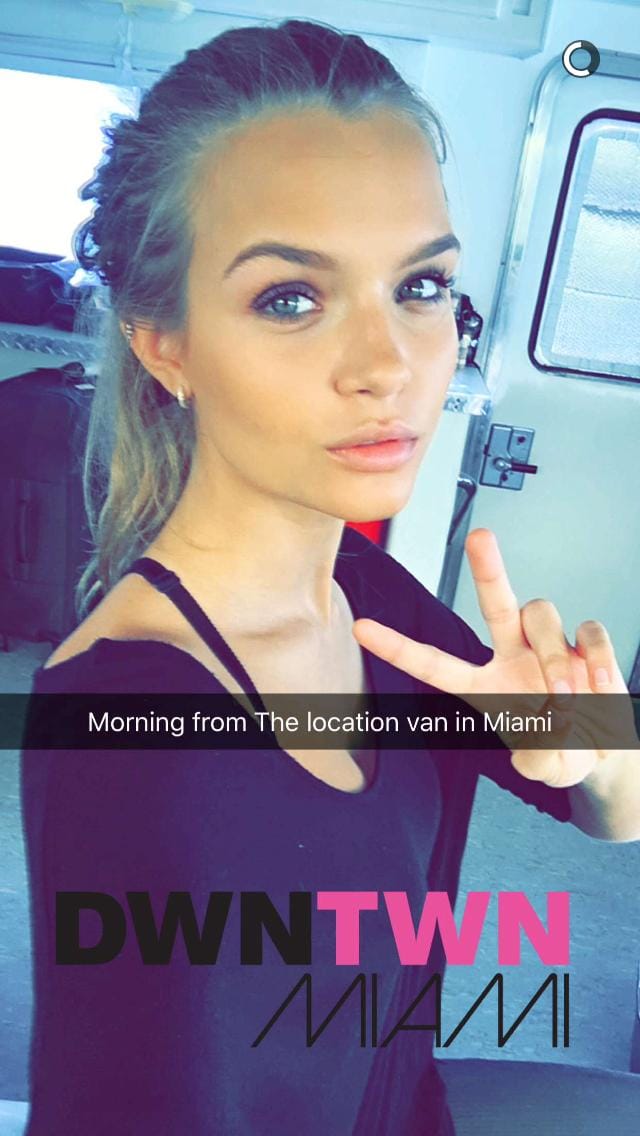 Josephine Skriver taking a selfie