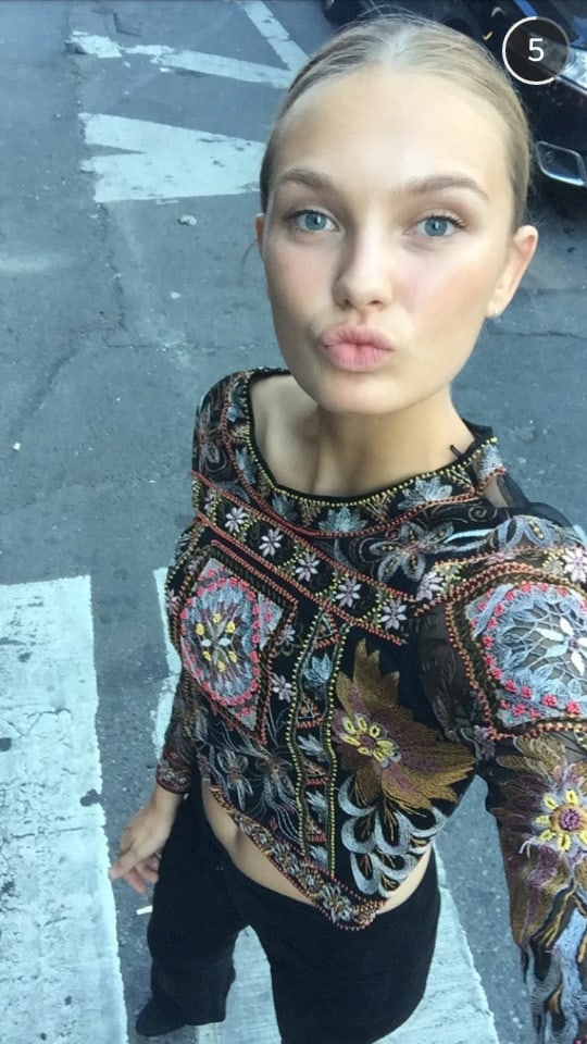 Romee Strijd taking a selfie