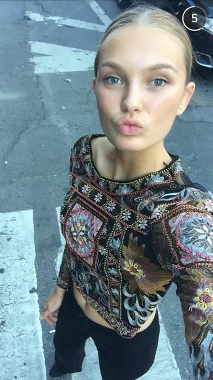 Romee Strijd taking a selfie