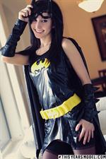 Catie Minx in batgirl Halloween costume