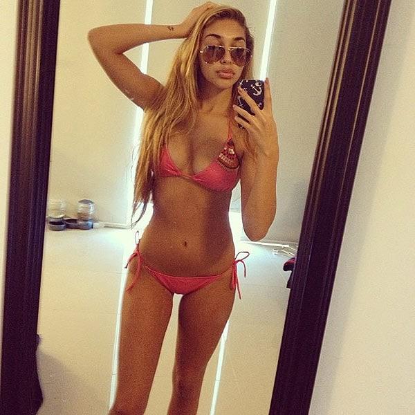 Chantel Jeffries in a bikini taking a selfie