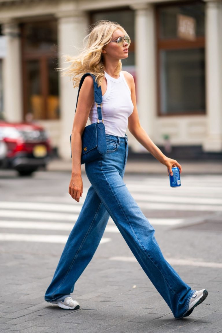 Elsa Hosk braless tits in a white top seen by paparazzi.



























