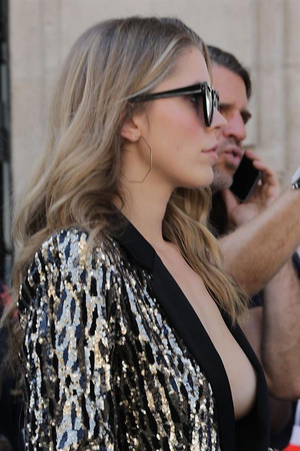 Victoria Swarovski braless boobs in just a revealing low cut outfit seen by paparazzi.

























