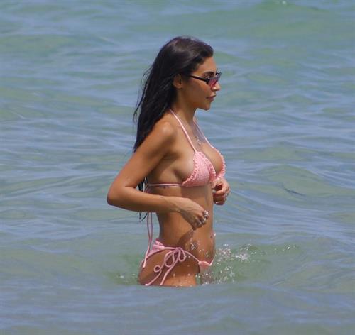 Chantel Jeffries Bikini Pictures Chantel Jeffries sexy ass in a bikini at the beach in Miami seen by paparazzi showing nice cleavage.