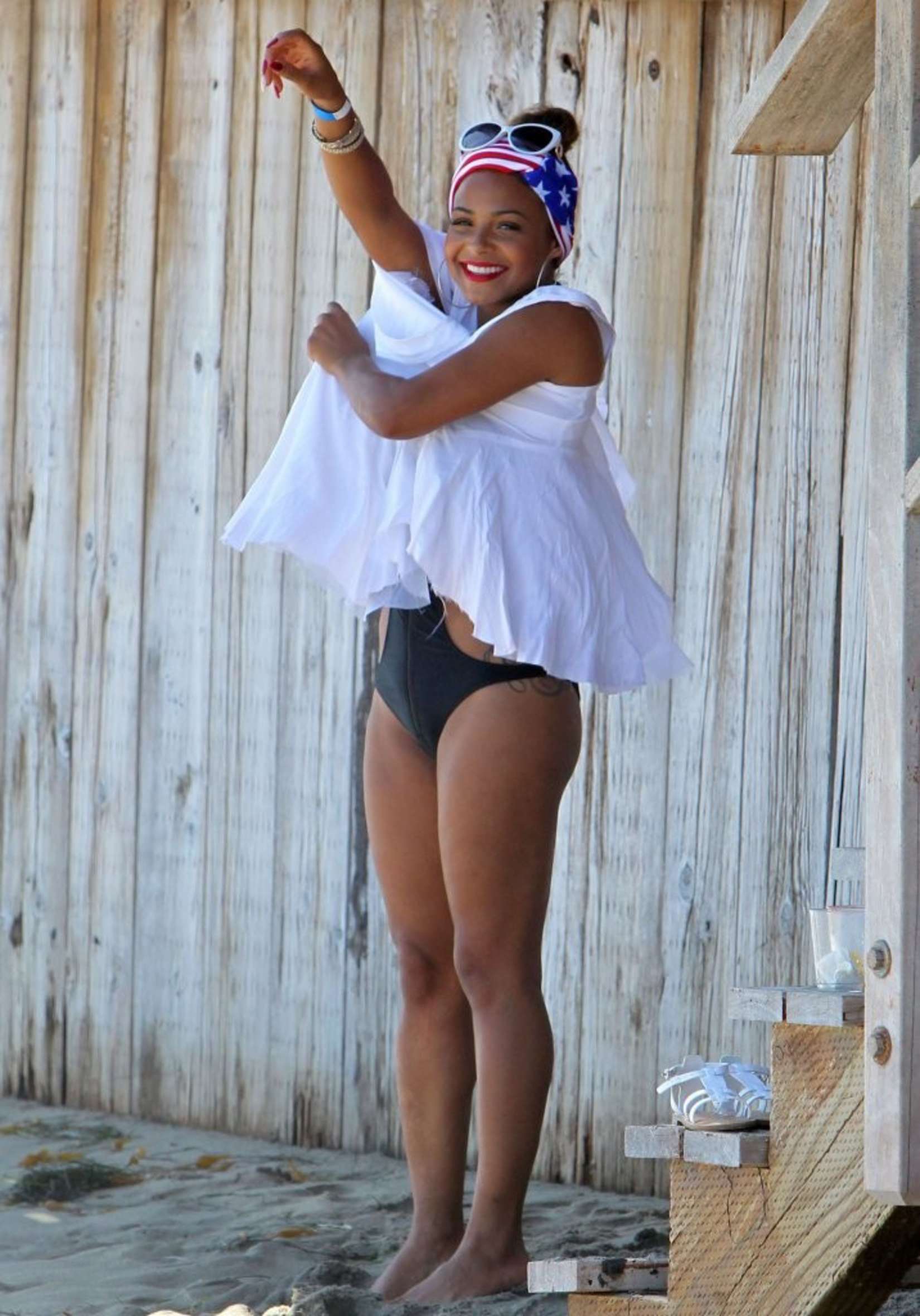 Christina Milian at the beach