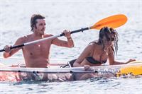 Alessandra Ambrosio sexy at the beach in a thong bikini and flashing her pussy to her boyfriend seen by paparazzi.











