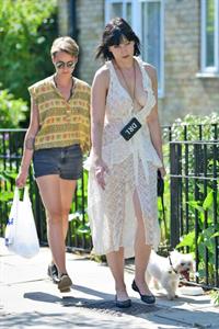 Daisy Lowe braless boobs in a see through dress showing off her tits and cleavage seen by paparazzi.












































