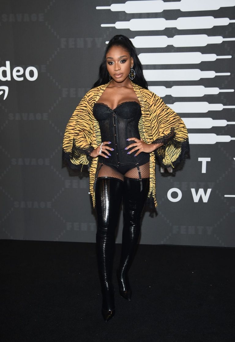 Normani Pictures Normani sexy showing nice cleavage seen by paparazzi showing up to the Savage X Fenty Show.