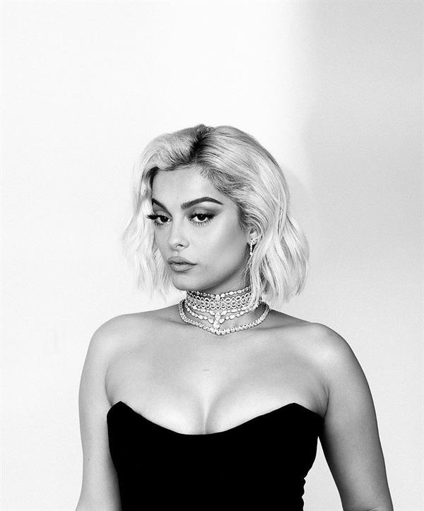 Bebe Rexha in a sexy black dress showing nice cleavage with her big boobs.



















































