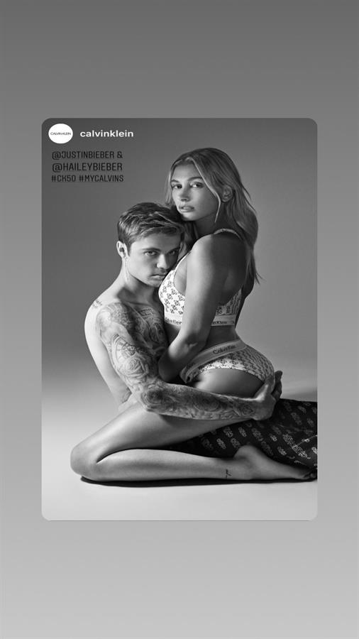 Hailey Bieber sexy Calvin Klein underwear photo shoot with Justin Bieber showing of her ass.









