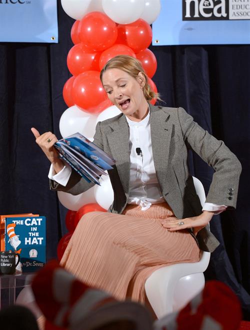 Uma Thurman joins Cat In The Hat On NEA's Read Across America Day at New York Public Library (01.03.0213) 