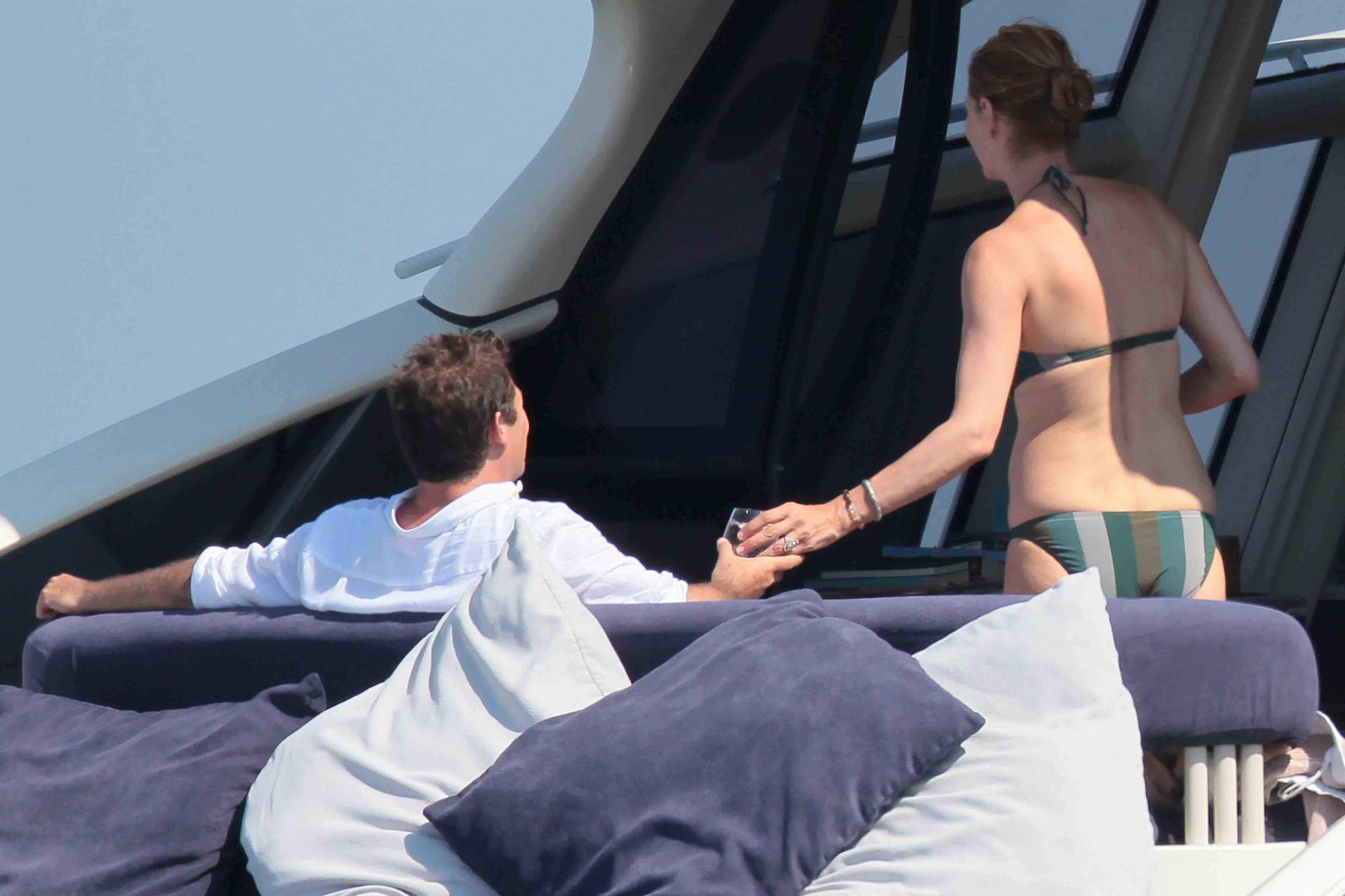 Uma Thurman on a yacht in St Trope July 6, 2013 