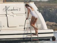 Uma Thurman bathing suit on Yacht in Saint-Tropez July 7-2013 