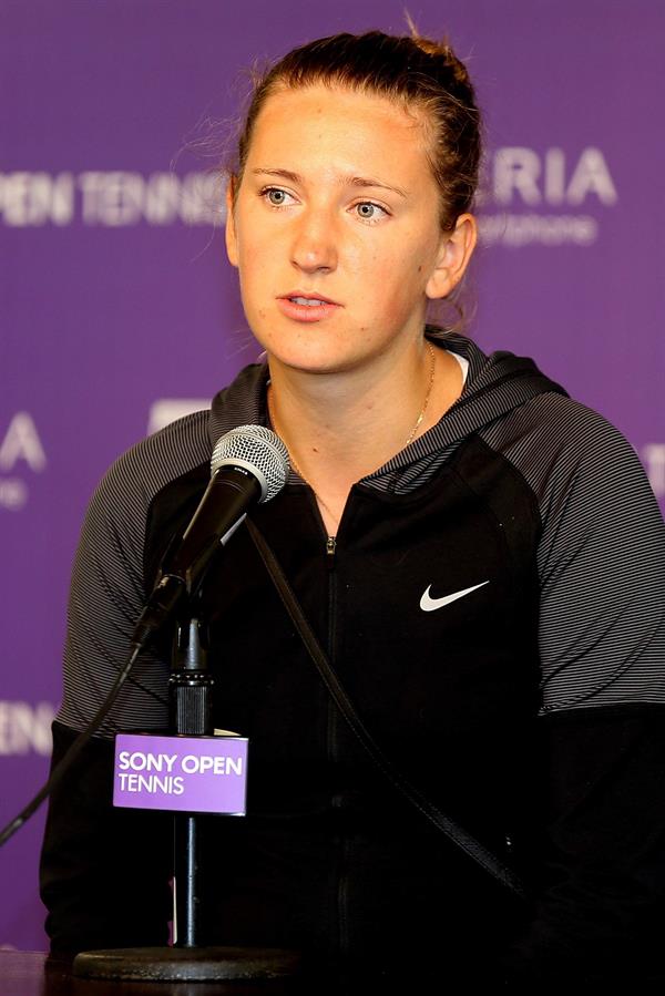 Victoria Azarenka at Press Conference during Sony Open at Crandon Park Tennis Center in Key Biscayne March 22, 2013 