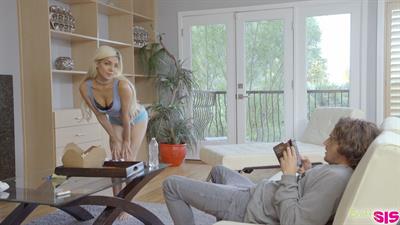 Elizabeth Jolie gives her stepbrother a blowjob then brings her friend Adria Rae in for a hardcore massage threesome