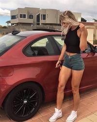 Emma Hartley in Daisy Duke Shorts