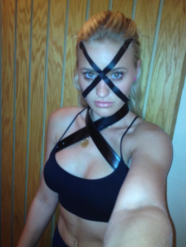AJ Michalka in a bikini taking a selfie