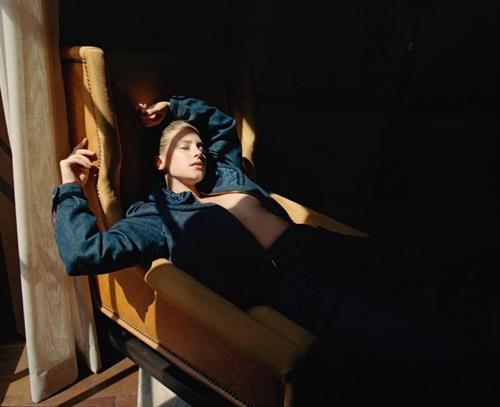 Lili Reinhart braless boobs topless in an open jacket showing off her tits and cleavage.