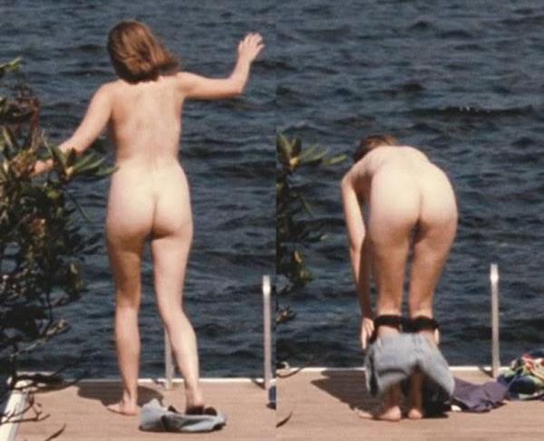 Elizabeth Olsen naked ass scene screenshot stripping down fully nude on the dock by the water.