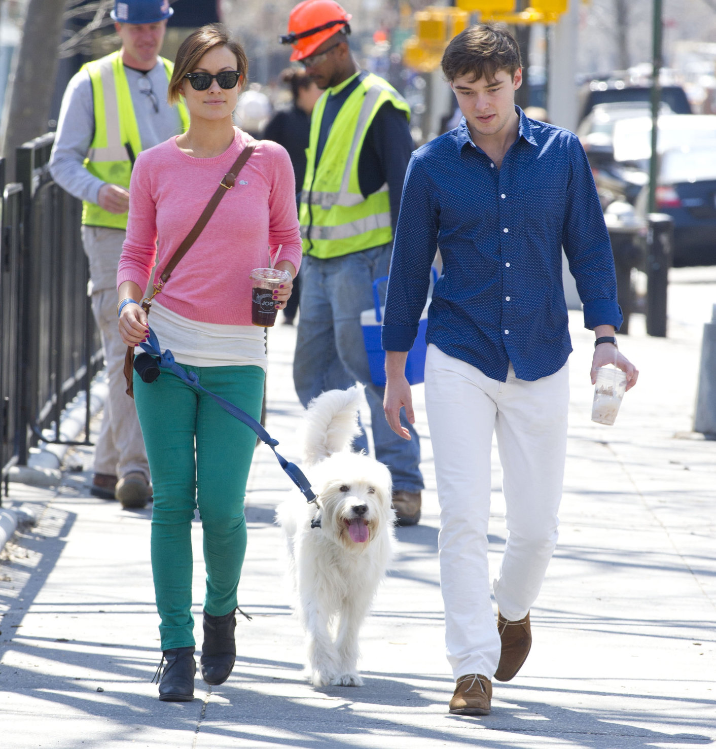 Olivia Wilde walking her dog with a friend in New York City - April 8, 2013 