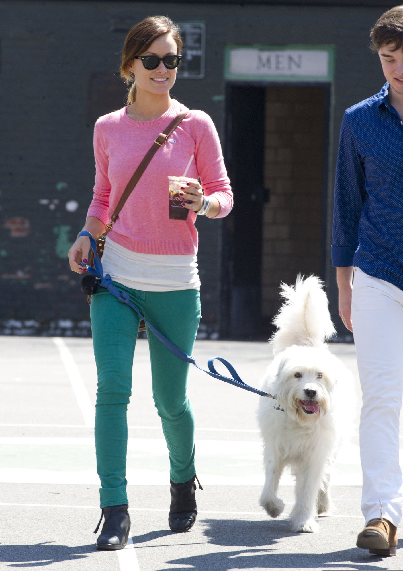 Olivia Wilde walking her dog with a friend in New York City - April 8, 2013 
