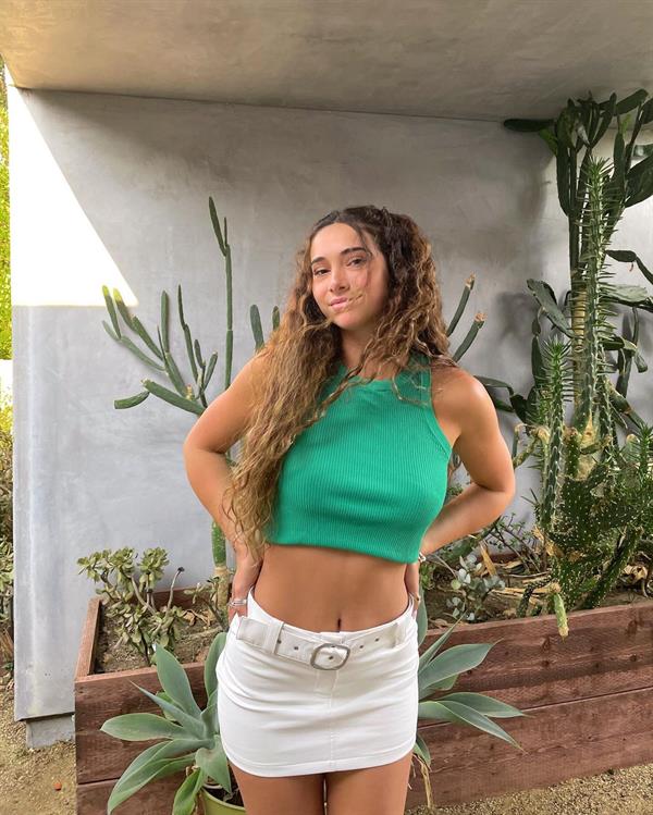 Green Top with White Mini-Skirt