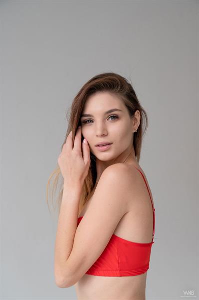 Emilia Hops in Red Lingerie