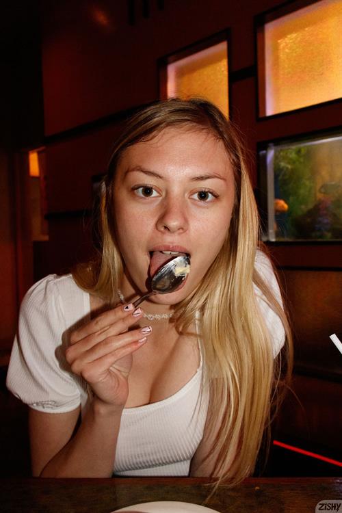 Amber Moore in Sheer White Bodysuit