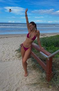Maroon Bikini with a Pony Tail 