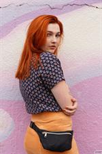 Curvy Rae Frederickson in a Yellow Skirt