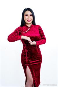 Suki Sin in hot red lingerie