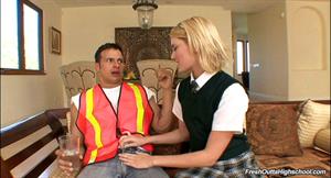 Riley Rey Grabs Workman & Pumps Her Juicy Twat On Huge Cock