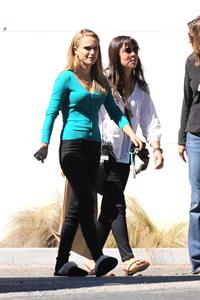Natalie Portman on the set of a Terrence Malick film in Austin 10/19/12 